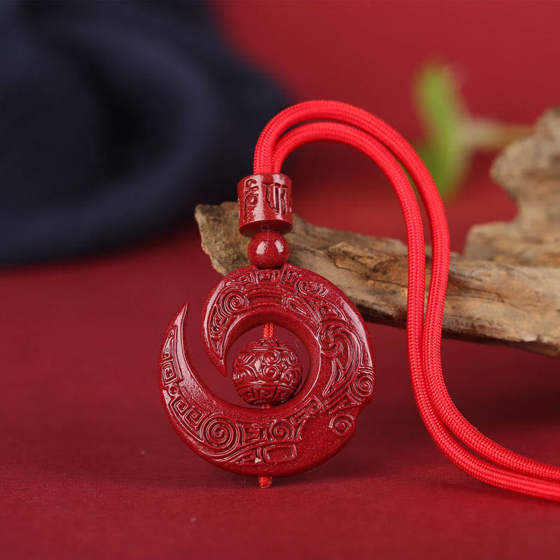 Fortune Jewel One's Luck Improves Design Patern Natural Cinnabar Concentration Necklace Pendant
