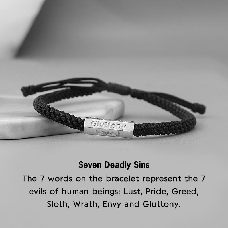 Fortune Jewel Seven Deadly Sins Seven Virtues Braided String Bracelet
