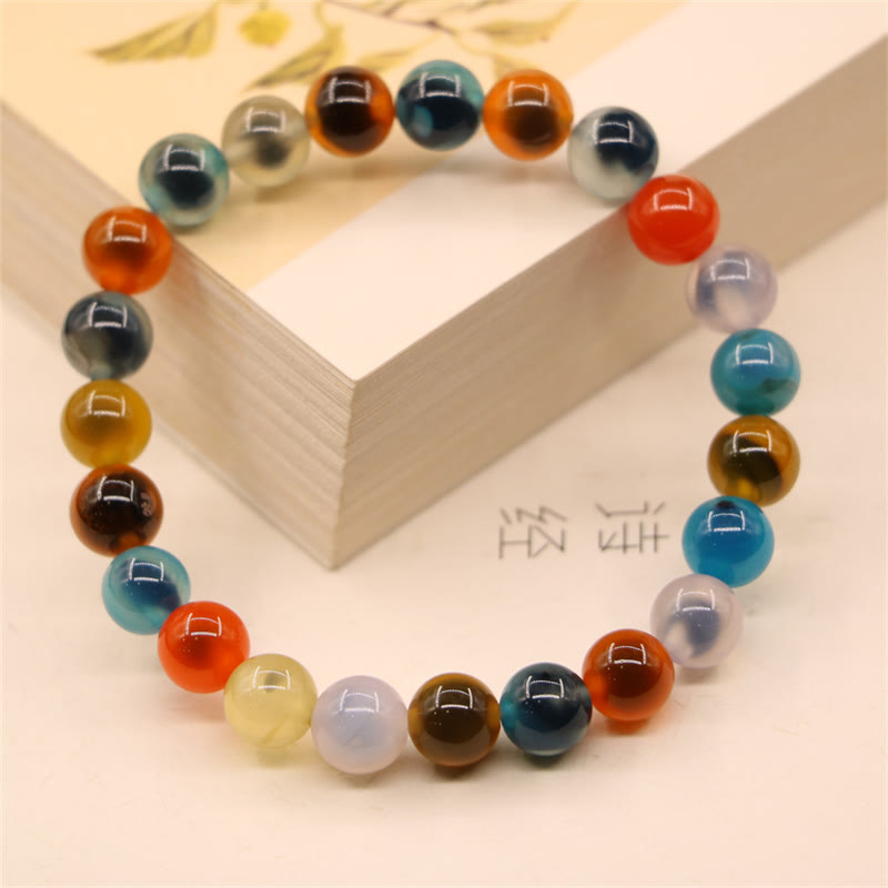 Fortune Jewel Colorful Candy Agate Healing Strength Bead Bracelet