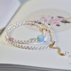 Fortune Jewel 925 Sterling Silver Natural Pearl Larimar Sincerity Necklace Pendant