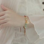 Fortune Jewel Jade Beads Fu Character Blessing Rope Bracelet