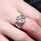 Fortune Jewel Dragon Pattern Protection Strength Adjustable Ring Fortune Jewel