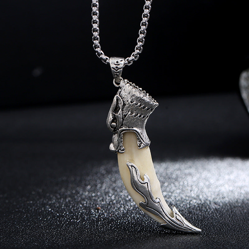Fortune Jewel Imitation Wolf Tooth Titanium Steel Balance Necklace Pendant