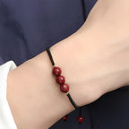 Fortune Jewel Handmade Cinnabar Om Mani Padme Hum Engraved Beads Blessing Braided Bracelet