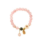 Fortune Jewel Natural Pink Crystal Jade Flower Warm Love Bracelet