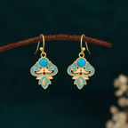 Fortune Jewel Copper Enamel Turquoise Positive Drop Earrings