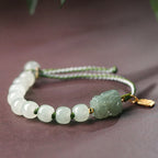 Fortune Jewel Natural Hetian Jade PiXiu Luck Fu Character String Bracelet
