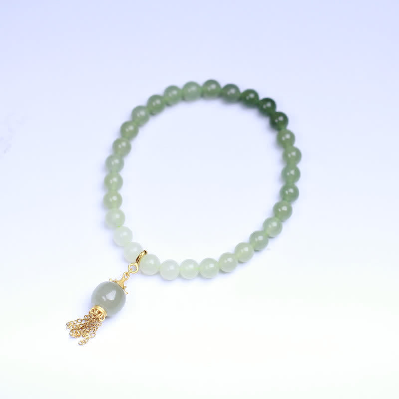 Fortune Jewel 925 Sterling Silver Hetian Jade Beaded Wealth Charm Bracelet