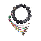 Fortune Jewel Tibet Ebony Wood Copper Peace Tassel Wrist Mala Bracelet