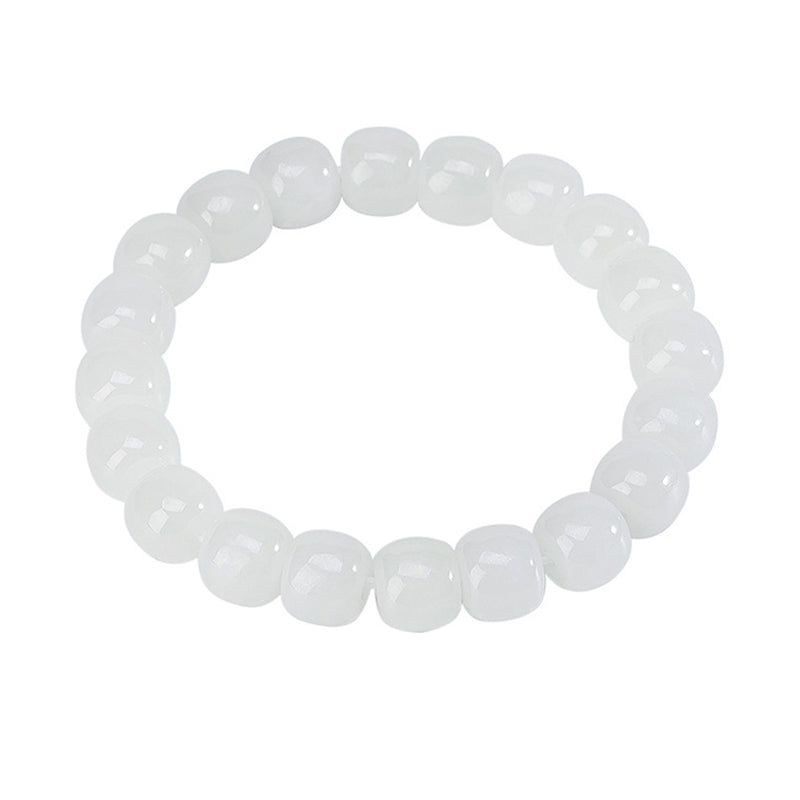 Fortune Jewel Hetian White Jade Happiness Blessing Bracelet
