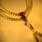 Fortune Jewel 108 Mala Beads 925 Sterling Silver Natural Citrine Red Agate White Jade Prosperity Charm Bracelet