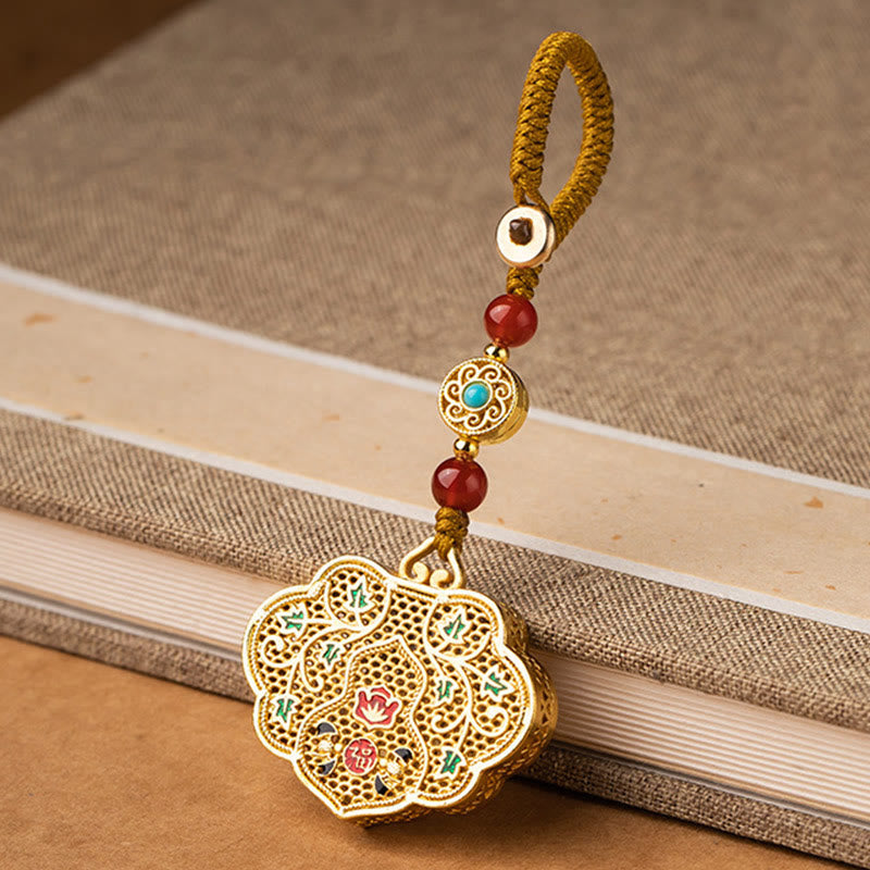 Fortune Jewel Lock of Good Wishes Fu Character Luck Blessing Key Chain