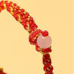 Fortune Jewel Handmade Red Agate Amethyst Golden Rutilated Quartz Pink Crystal Bead Calm Braided Bracelet