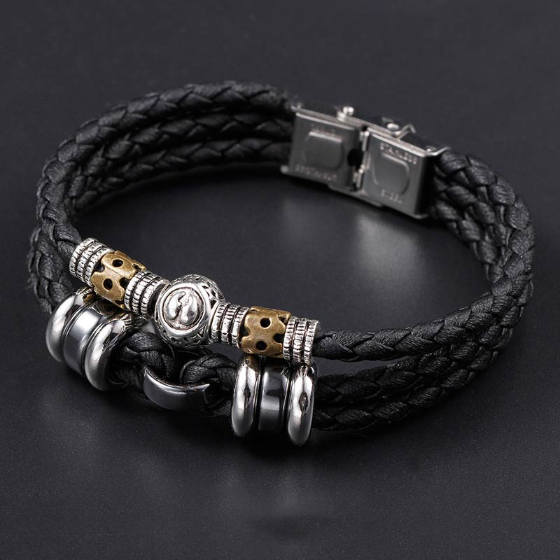 Fortune Jewel 12 Constellations of the Zodiac Hematite Protection Bracelet