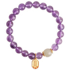 Fortune Jewel Natural Amethyst Crystal Hetian Jade Healing Charm Bracelet