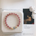 Natural Strawberry Crystal Girl Heart Bracelet 7mm DIY Model with Moonstone Crystal Bracelet