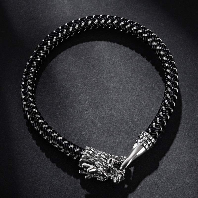 Fortune Jewel Dragon Titanium Steel Protection Luck Bracelet Fortune Jewel