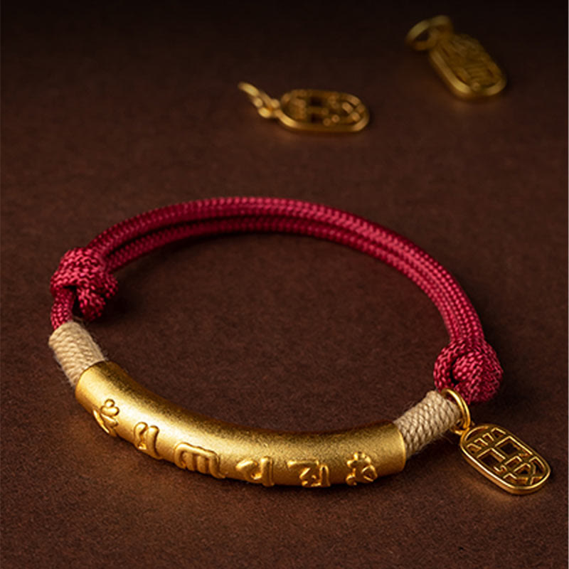 Fortune Jewel 999 Sterling Silver Tibet Handmade Om Mani Padme Hum Fu Character TopRank Character Luck Braided Bracelet