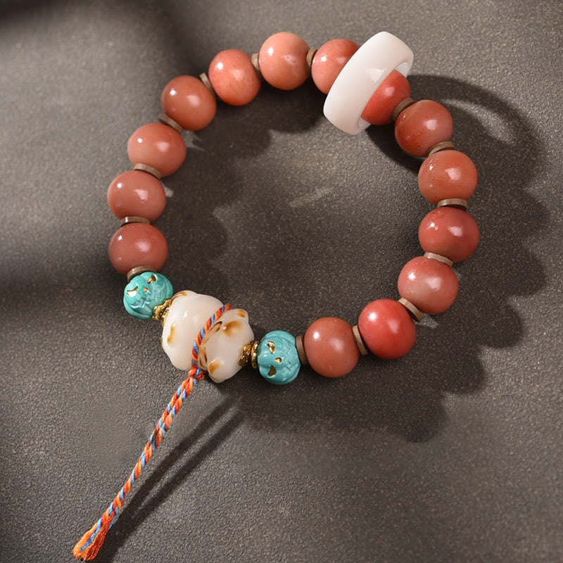 Fortune Jewel Tibetan Natural Camel Bone Dzi Bead Bodhi Seed Charm Luck Bracelet