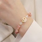 Fortune Jewel Green Agate Sun Stone Cat's Eye Bodhi Seed Cat Paw Support Bracelet