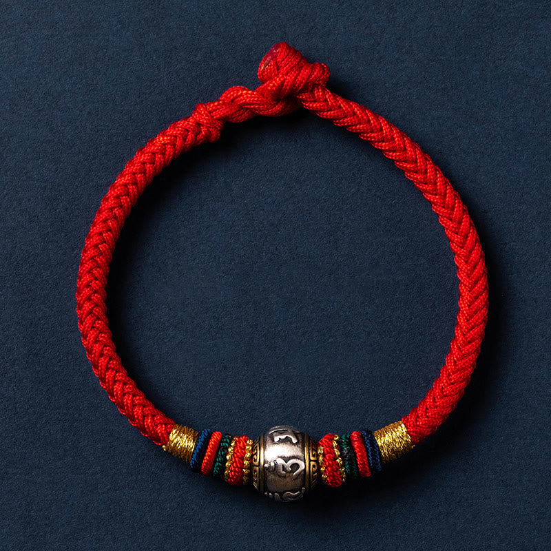 Fortune Jewel 925 Sterling Silver Tibet Handmade Om Mani Padme Hum Luck Protection King Kong Knot Braided Bracelet - Fortune Jewel