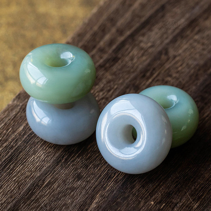 Fortune Jewel Natural Round Jade Gray Jade Peace Buckle Luck Necklace Pendant