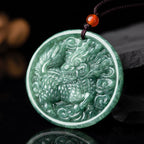 Fortune Jewel Natural Jade Kirin Abundance String Necklace Pendant