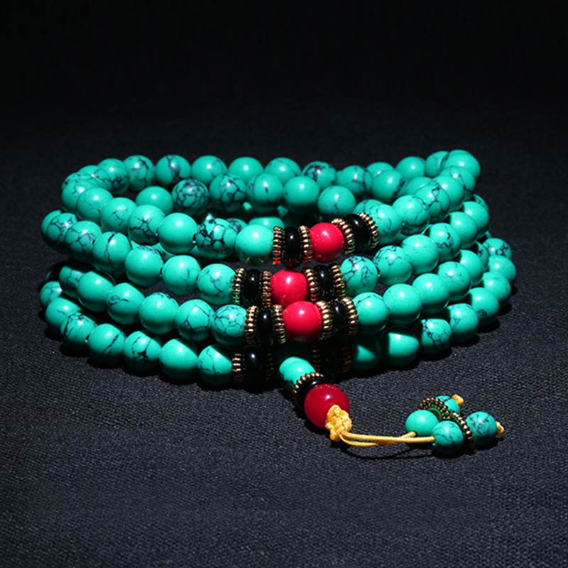 Fortune Jewel Tibetan Turquoise Healing Mala Bracelet
