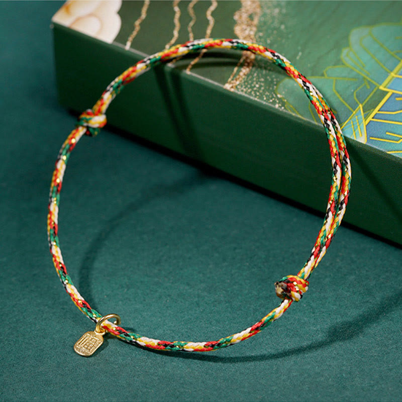 Fortune Jewel Auspicious Fu Character Peace And Joy Luck Handmade Multicolored Child Adult Bracelet