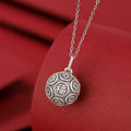 Fortune Jewel 990 Sterling Silver Fu Character Copper Coin Luck Fortune Chain Necklace Pendant