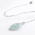 Fortune Jewel Natural Jade Nine Tailed Fox Prosperity Titanium Steel Chain Necklace Pendant
