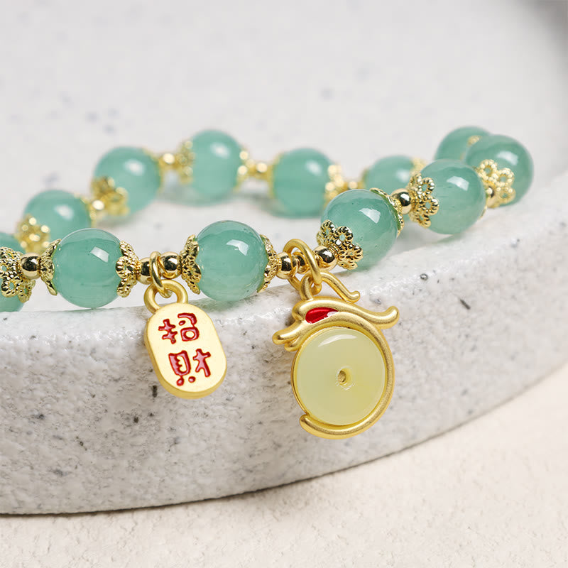 Fortune Jewel Year of the Dragon Red Agate Green Aventurine Peace Buckle Fu Character Lucky Fortune Bracelet