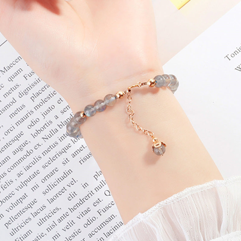 Fortune Jewel Moonstone Strawberry Quartz PiXiu Healing Bracelet