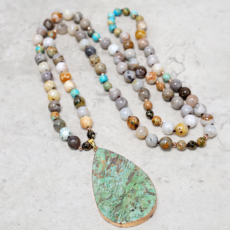 Fortune Jewel Natural Ocean Picasso Jasper Beaded Healing Neckace