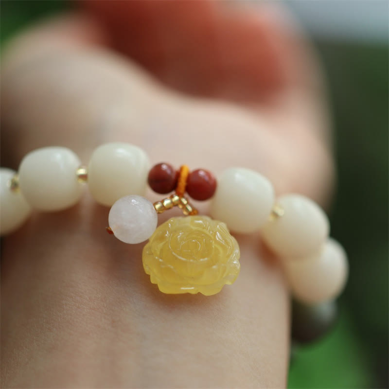 Fortune Jewel Gradient Bodhi Seed Amber Lotus Peace Bracelet