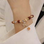 Fortune Jewel Natural Fu Lu Shou Rainbow Crystal Rutilated Quartz Wealth Butterfly Charm Bracelet