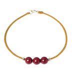 Fortune Jewel 14K Gold Plated Natural Cinnabar Blessing String Braided Bracelet