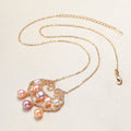 Fortune Jewel 18K Gold Plated Natural Pearl Chinese Lock Charm Sincerity Necklace Pendant