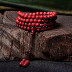 Fortune Jewel 108 Mala Beads Cinnabar Om Mani Padme Hum Pattern Engraved Blessing Bracelet