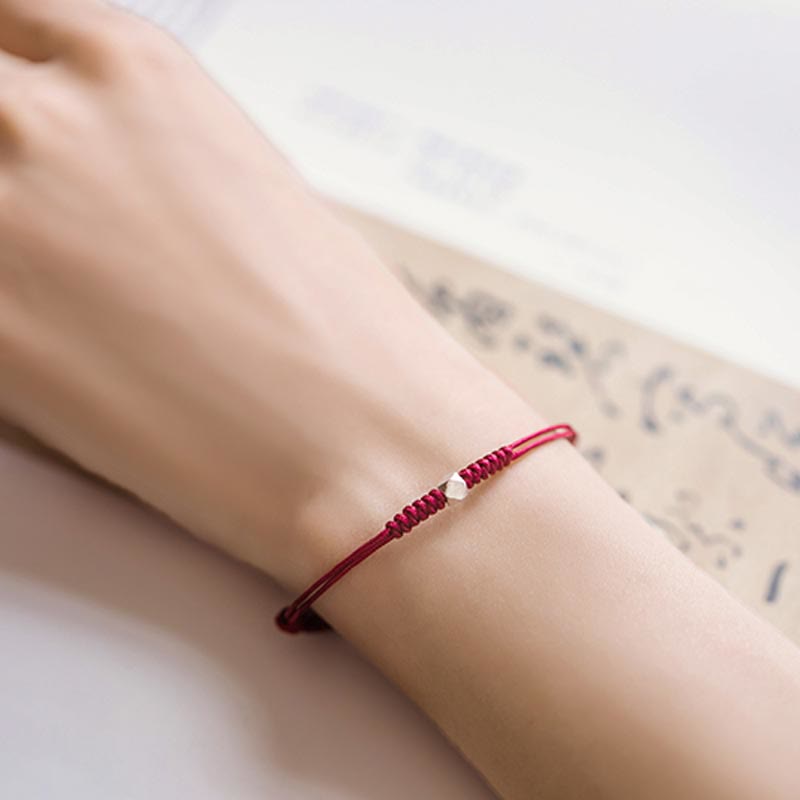 Fortune Jewel 925 Sterling Silver Luck Bead Protection Red String Braided Bracelet