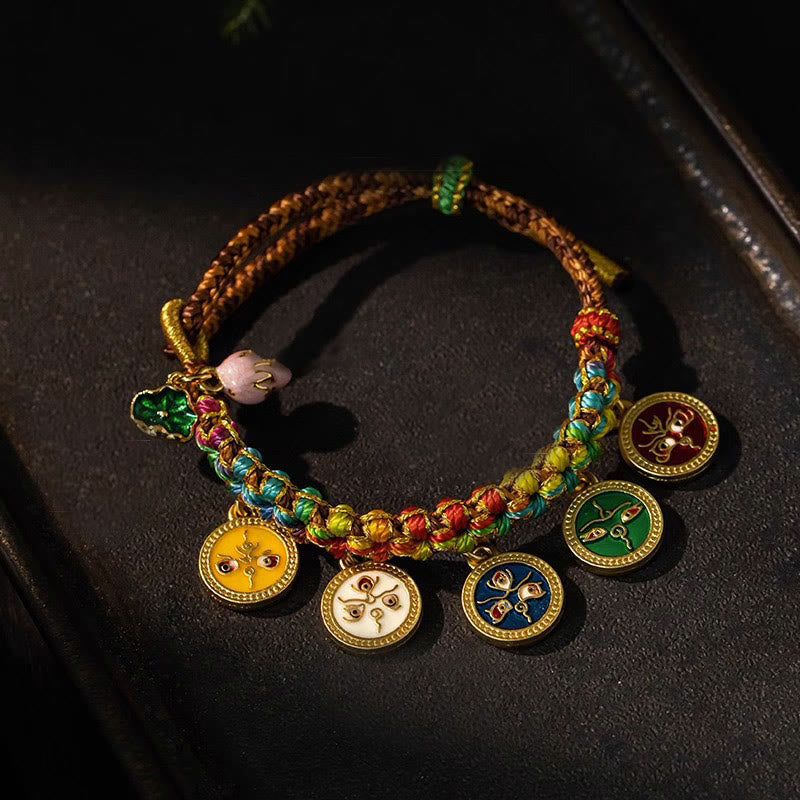 Fortune Jewel Tibetan Colorful Rope Five God Of Wealth Luck Braid Bracelet