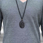 Fortune Jewel Tibetan Obsidian Ganesh Ganpati Elephant Wealth Amulet Necklace
