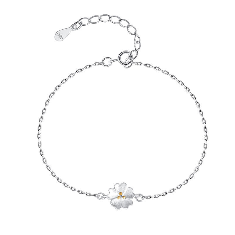 Fortune Jewel 925 Sterling Silver Cherry Blossom Blessing Chain Bracelet
