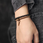 Fortune Jewel Rainbow Obsidian Copper Inner Peace Healing Double Layer Bracelet