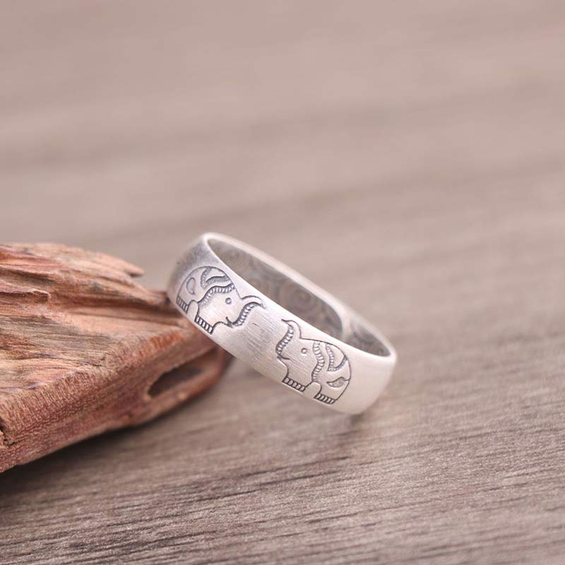 Fortune Jewel 999 Sterling Silver Lotus Elephant Six True Words Blessing Ring Fortune Jewel