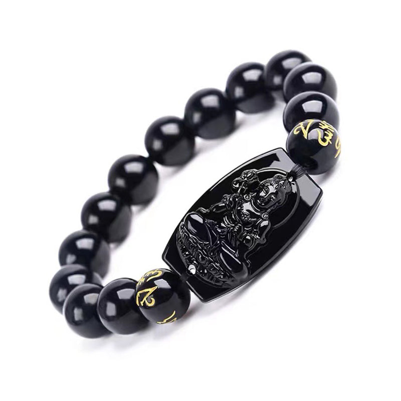 Fortune Jewel Chinese Zodiac Obsidian Protection Bracelet