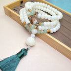 Fortune Jewel White Bodhi Seed Mala 108 Beads Protection Bracelet