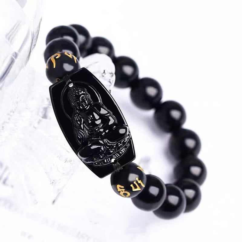 Fortune Jewel Chinese Zodiac Obsidian Protection Bracelet
