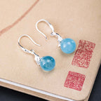 Fortune Jewel 925 Sterling Silver Natural Aquamarine Leaf Flower Peace Earrings Necklace