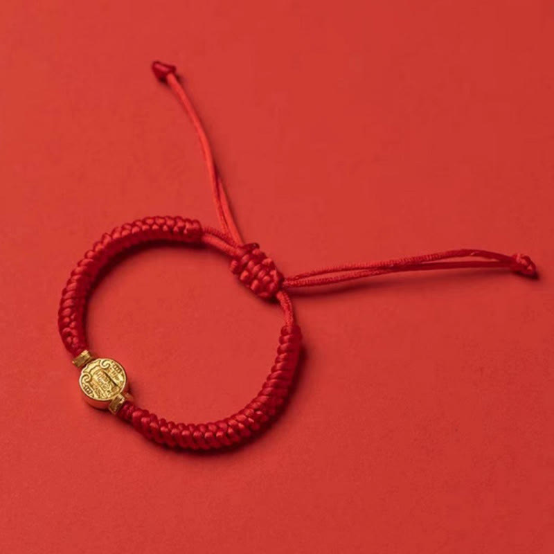 Fortune Jewel Five Directions Gods of Wealth Handmade Reincarnation Knot Protection String Braid Bracelet
